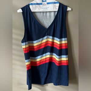 2Tank tops, Unknown brand, Coral & White strips, Red, Navy, Blue & Yellow strips